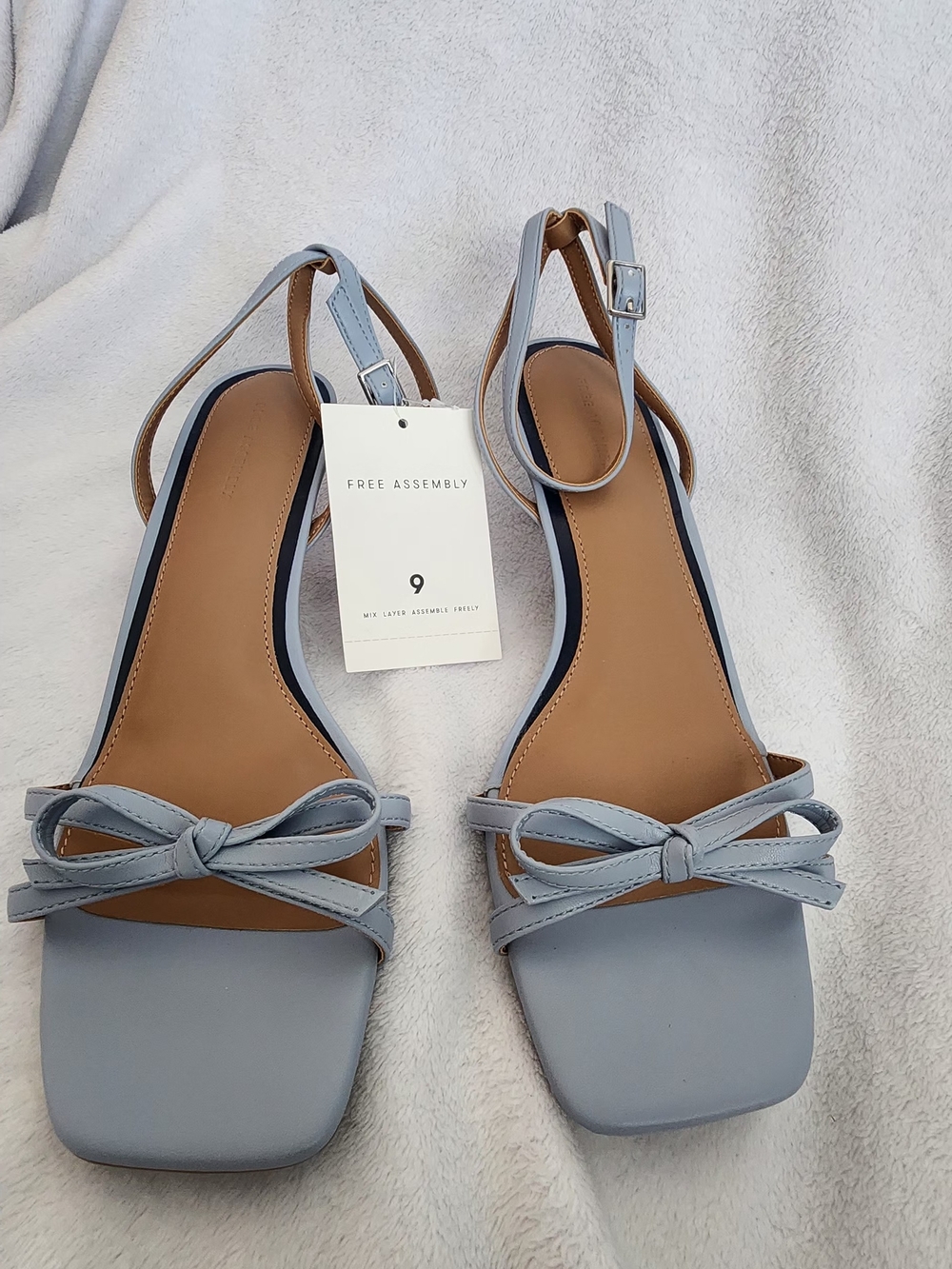 Women's Light Blue Bow Slingback Sandals